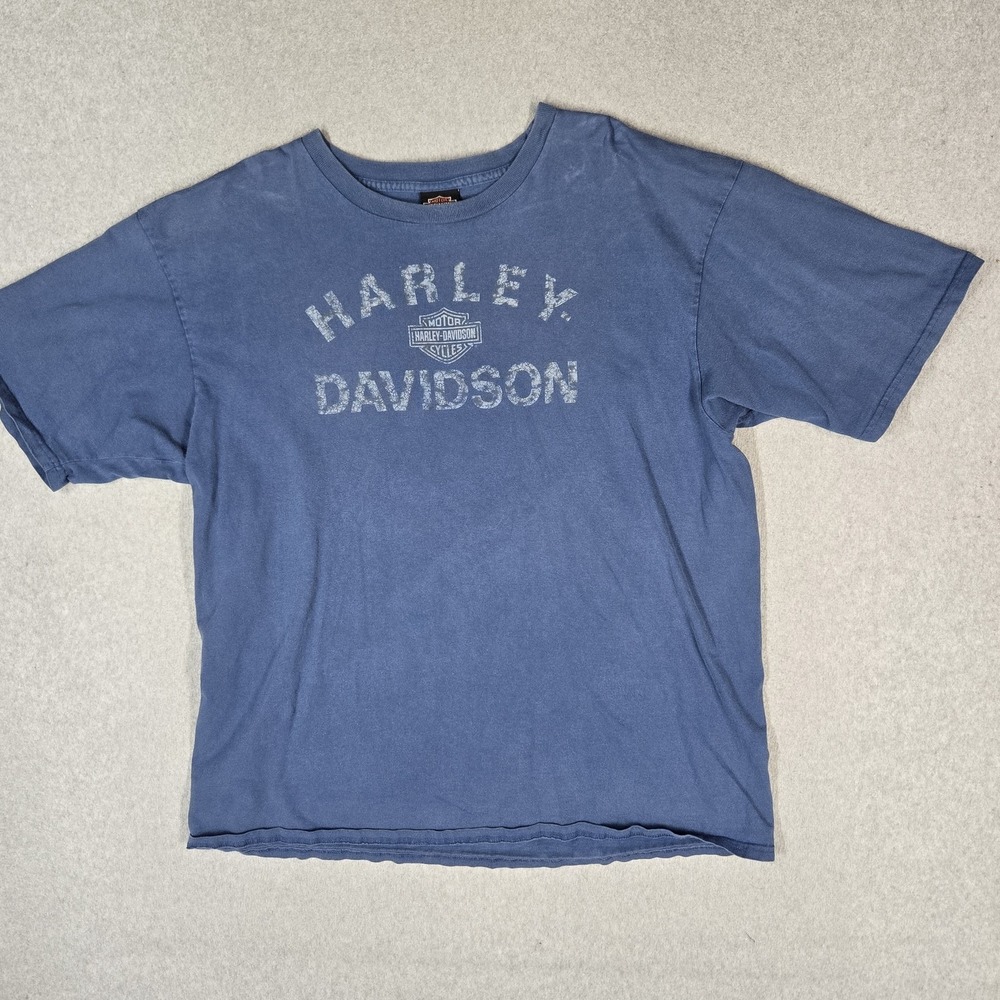 VINTAGE Harley-Davidson Men Shirt 2XL Blue Ketchikan Alaska Graphic Biker Y2K